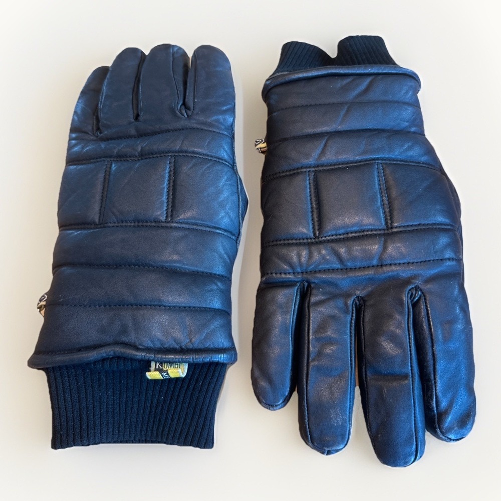 Vintage 1980s Kombi Ski Gloves Men's Black Leather Sz Large Snow Board Ski Bike‎